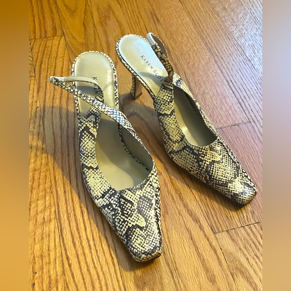 Karen Scott sling back heels Leather animal print Size 9 New - Picture 1 of 7